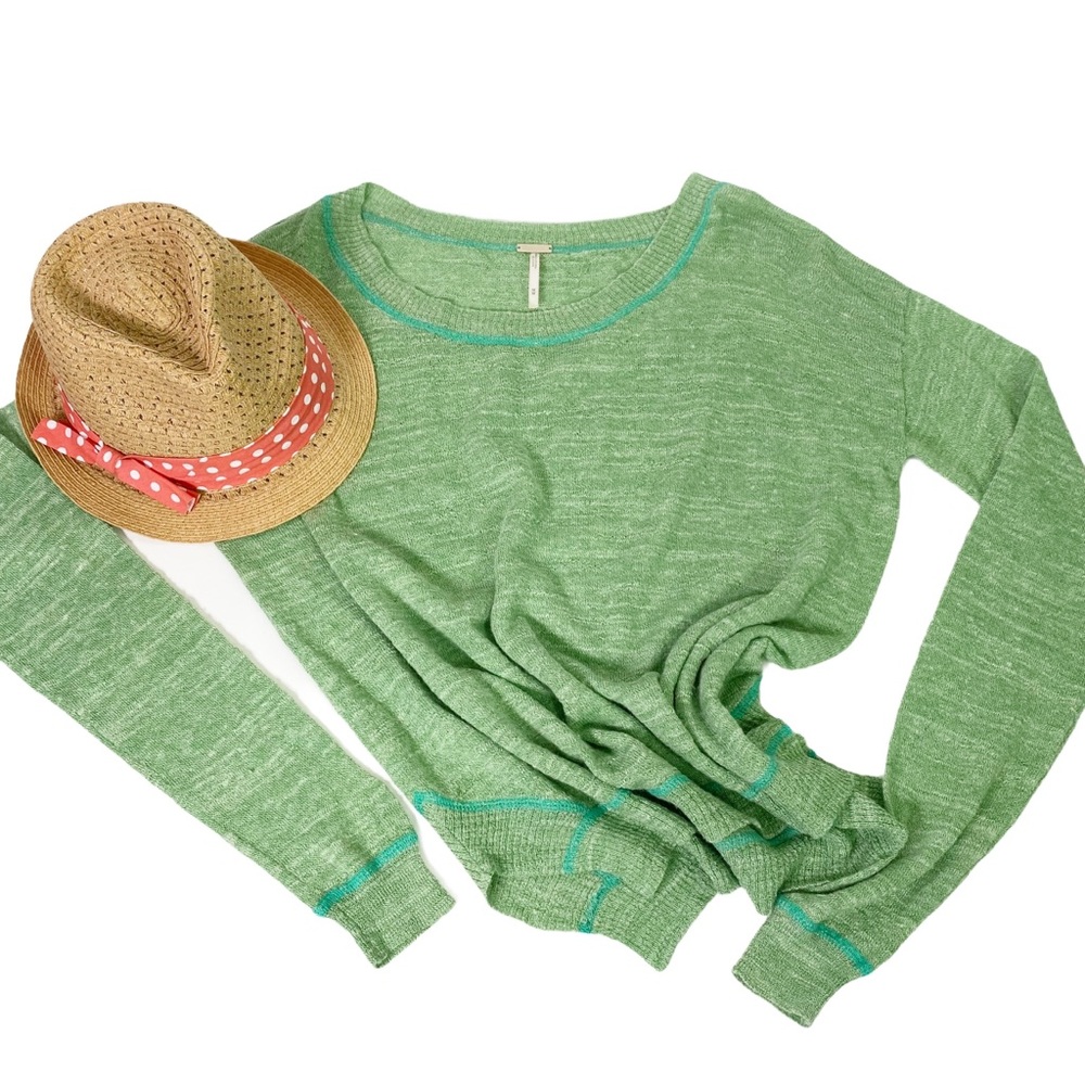 Free People Beach | Green Oversized Sweater - Picture 1 of 9